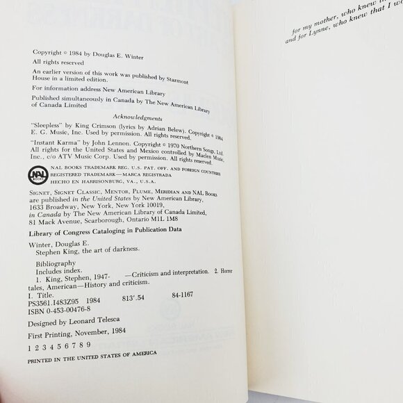 Stephen King Art of Darkness Book by Douglas Winter VTG 1984 First Printing NAL - Picture 4 of 13